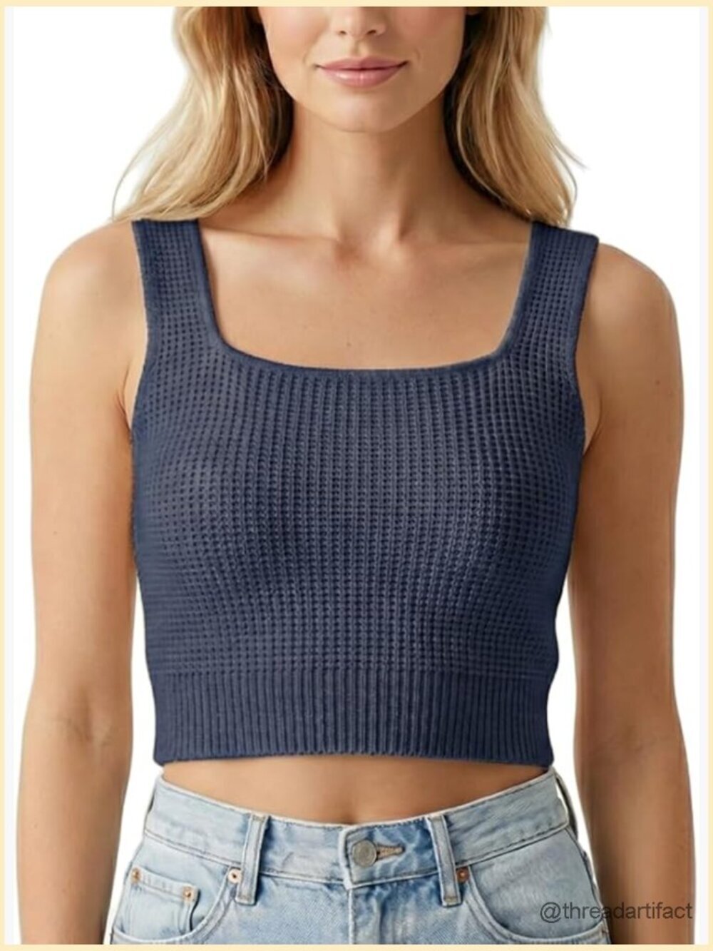 Summer Knit Crop Tank Top Sleeveless Hollow Out Vacation Cami
